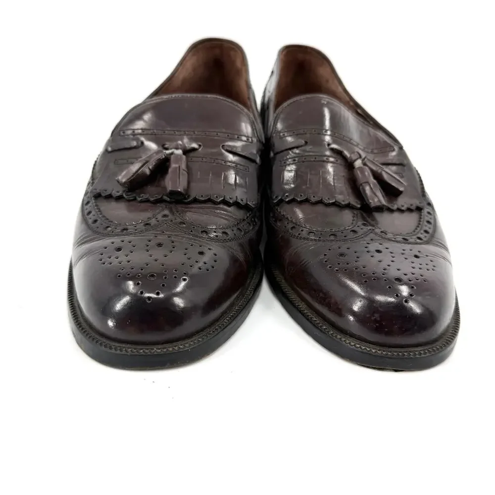 Vintage 90s Bor Jiann Dark Brown Genuine Leather Wingtip Tassel Kiltie Loafers